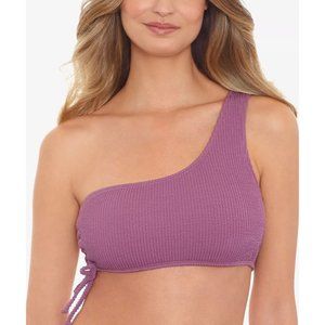 SALT + COVE Juniors' Sandy Ribbed One Shoulder Bikini Top Mauve Pink M